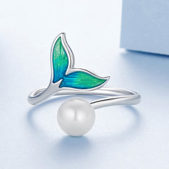 Sylvory 925 Sterling Silver Mermaid Pearl Ring