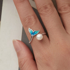 Sylvory 925 Sterling Silver Mermaid Pearl Ring