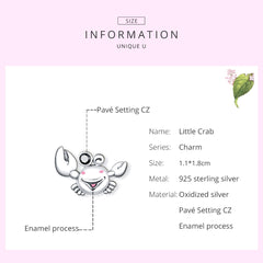 Sylvory 925 Sterling Silver Mr Crabby Charm