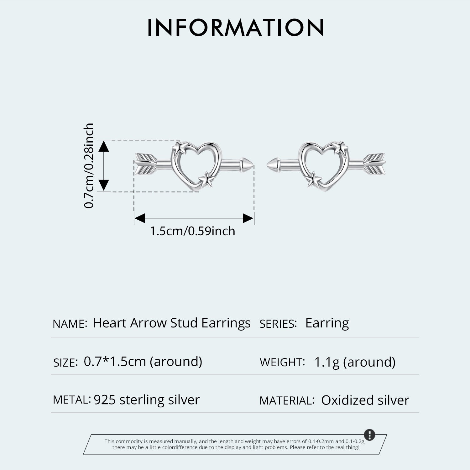 Sylvory 925 Sterling Silver Cupid's Arrow Studs