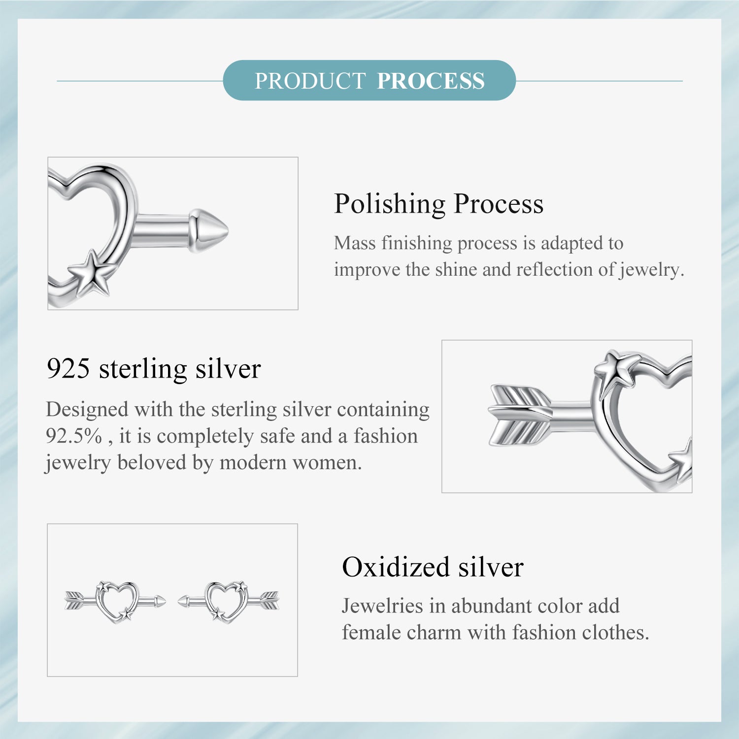 Sylvory 925 Sterling Silver Cupid's Arrow Studs