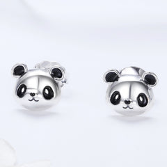 Silver Panda Pop Studs