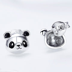 Silver Panda Pop Studs