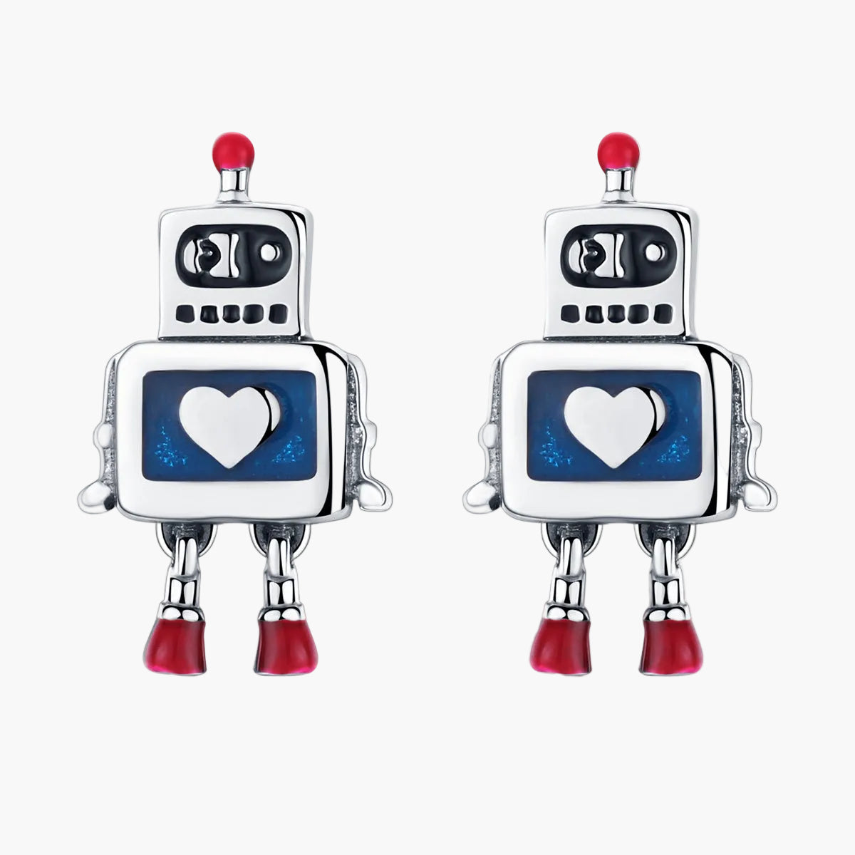 Sylvory 925 Sterling Silver Heartbot Studs