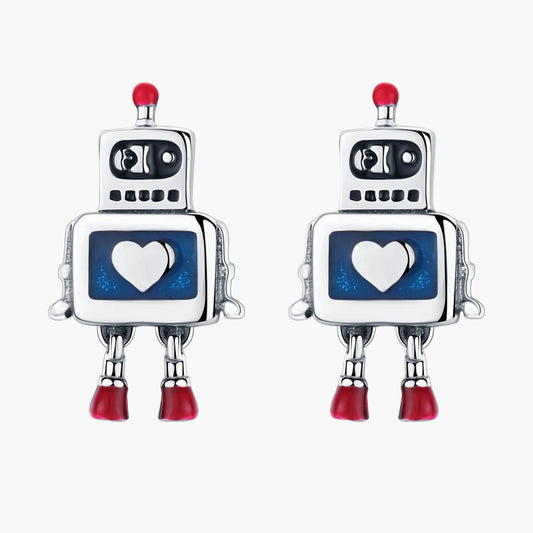 Sylvory 925 Sterling Silver Heartbot Studs