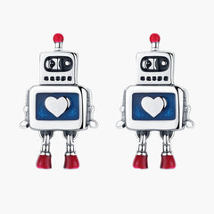 Sylvory 925 Sterling Silver Heartbot Studs