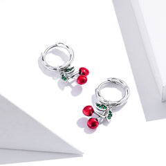 Silver Sweet Cherry Hoops