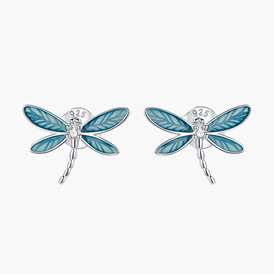 Silver Driftwood Dragonfly Studs