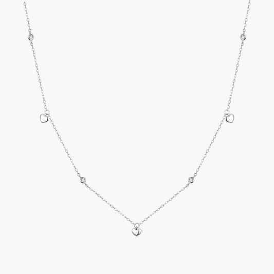 Silver Heart Cascade Necklace