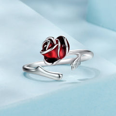 Silver Scarlet Rose Ring
