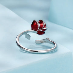 Silver Scarlet Rose Ring