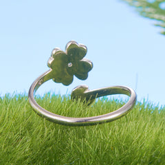 Sylvory 925 Sterling Silver Lucky Leaf Ladybug Ring