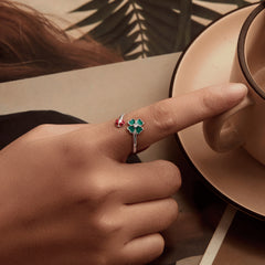 Sylvory 925 Sterling Silver Lucky Leaf Ladybug Ring