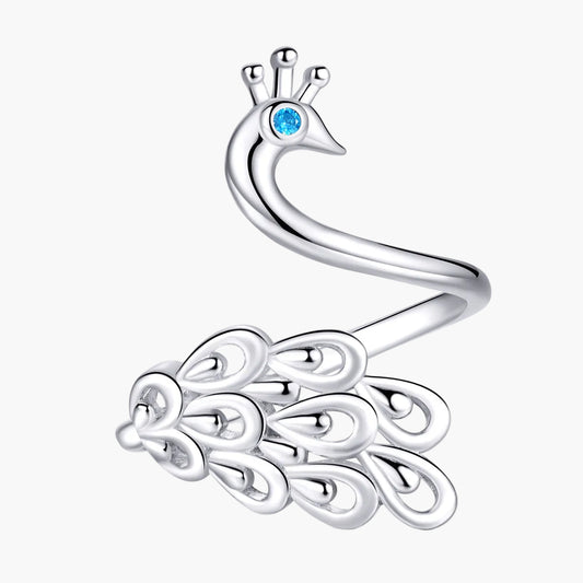 Sylvory 925 Sterling Silver Peacock Pride Ring