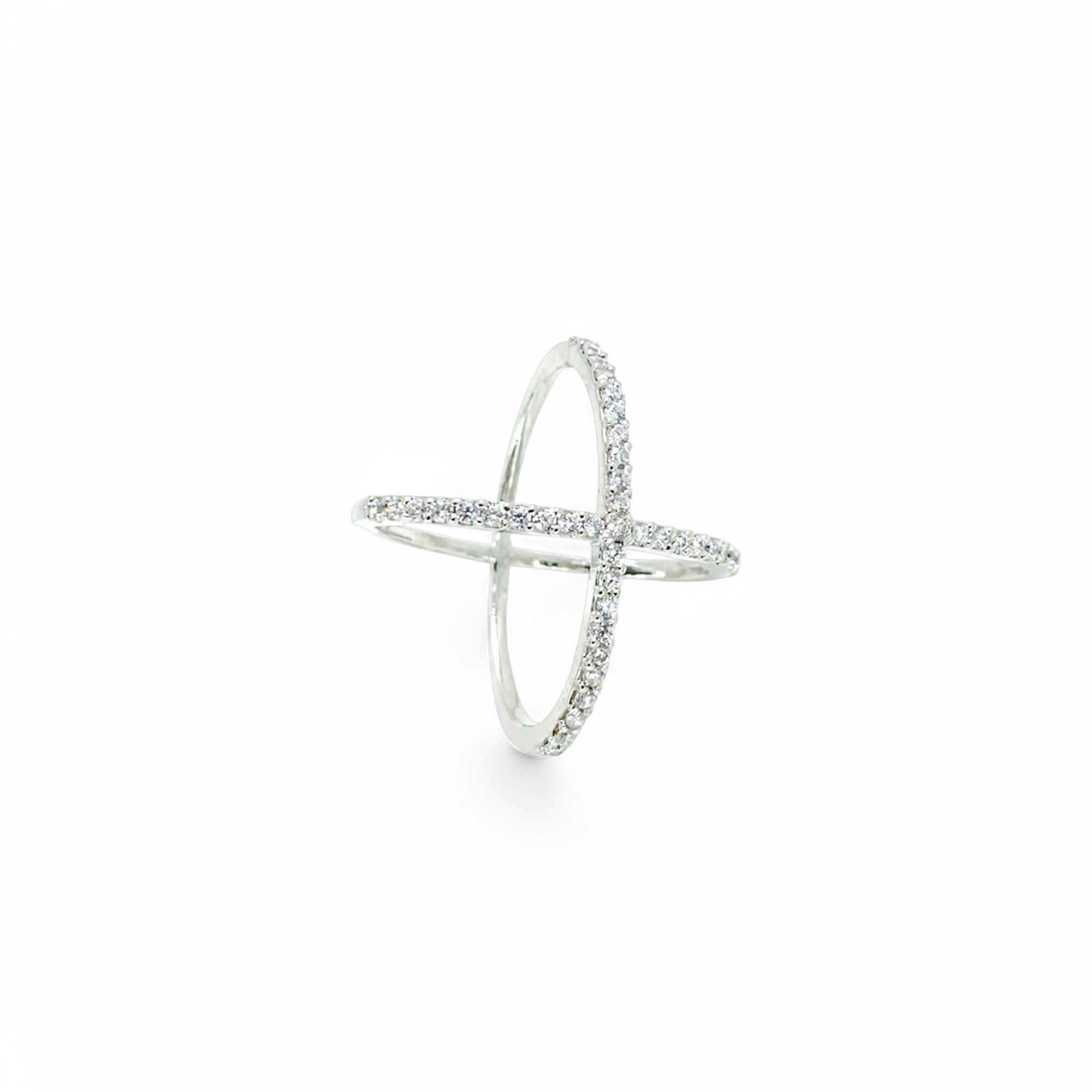 Sylvory 925 Sterling Silver Criss-Cross Pave Ring