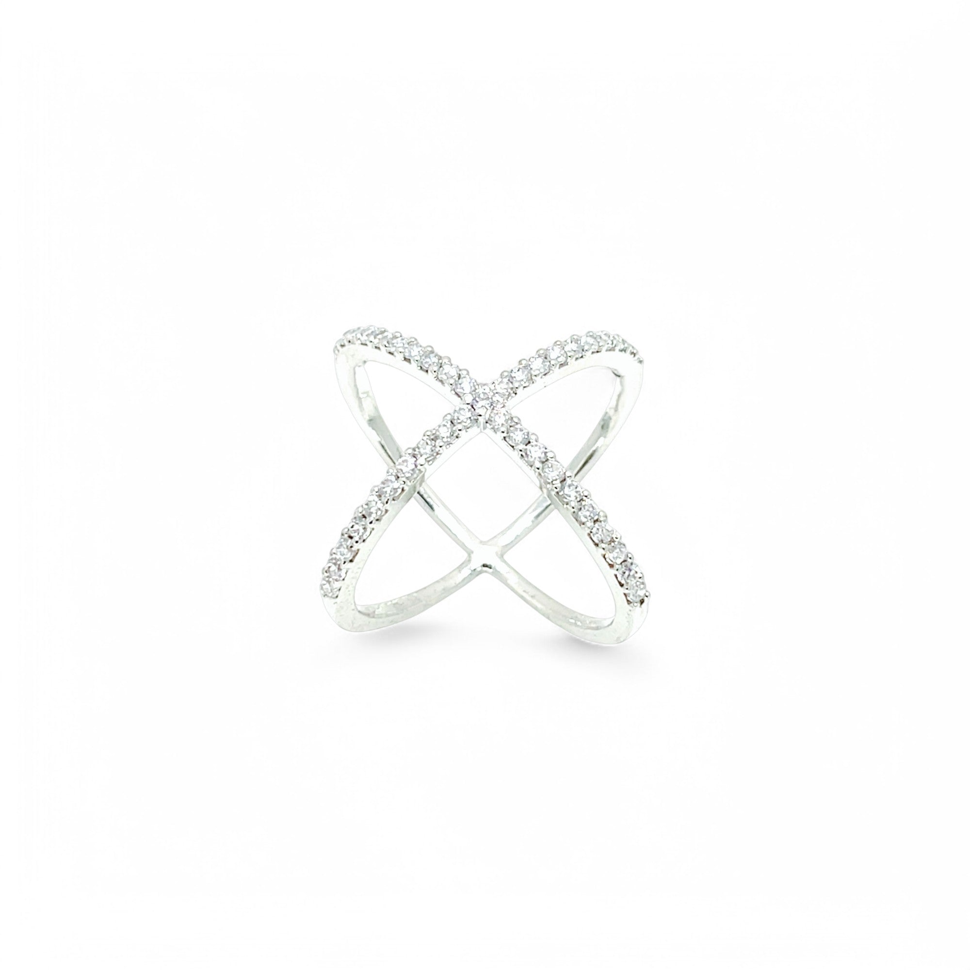 Sylvory 925 Sterling Silver Criss-Cross Pave Ring