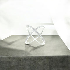 Sylvory 925 Sterling Silver Criss-Cross Pave Ring