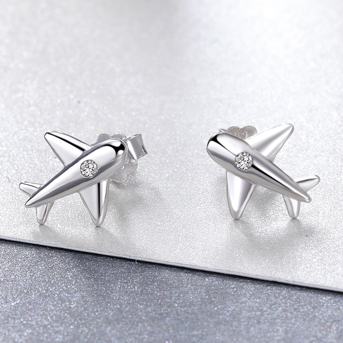 Sylvory 925 Sterling Silver Jet Set Studs