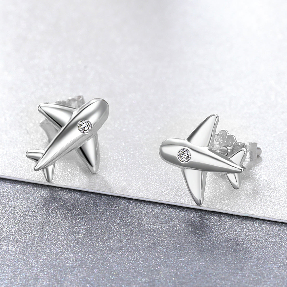 Sylvory 925 Sterling Silver Jet Set Studs