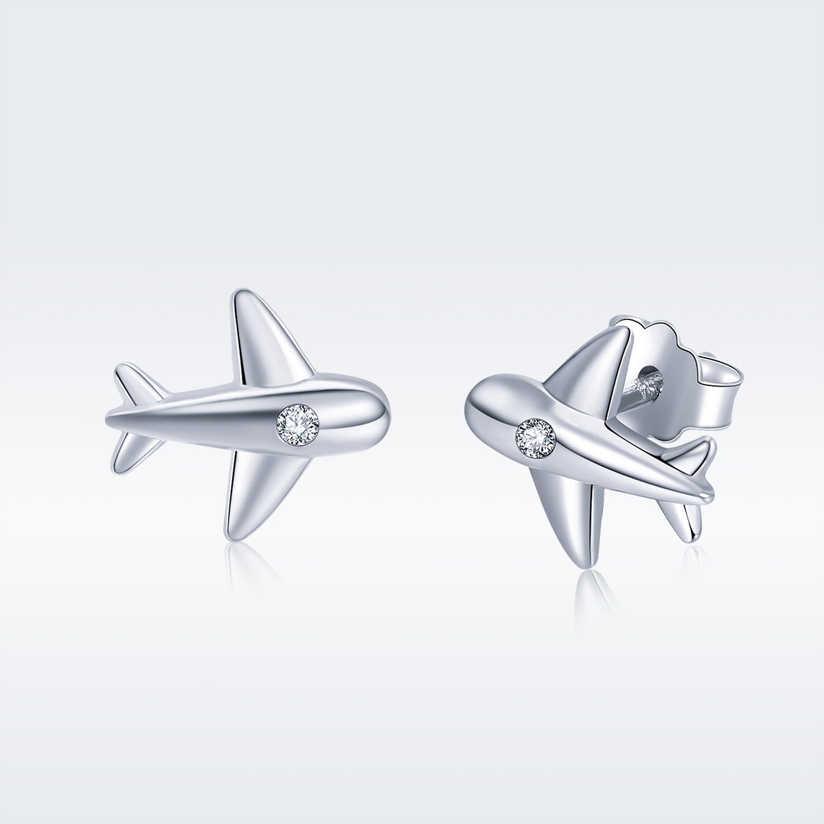 Sylvory 925 Sterling Silver Jet Set Studs