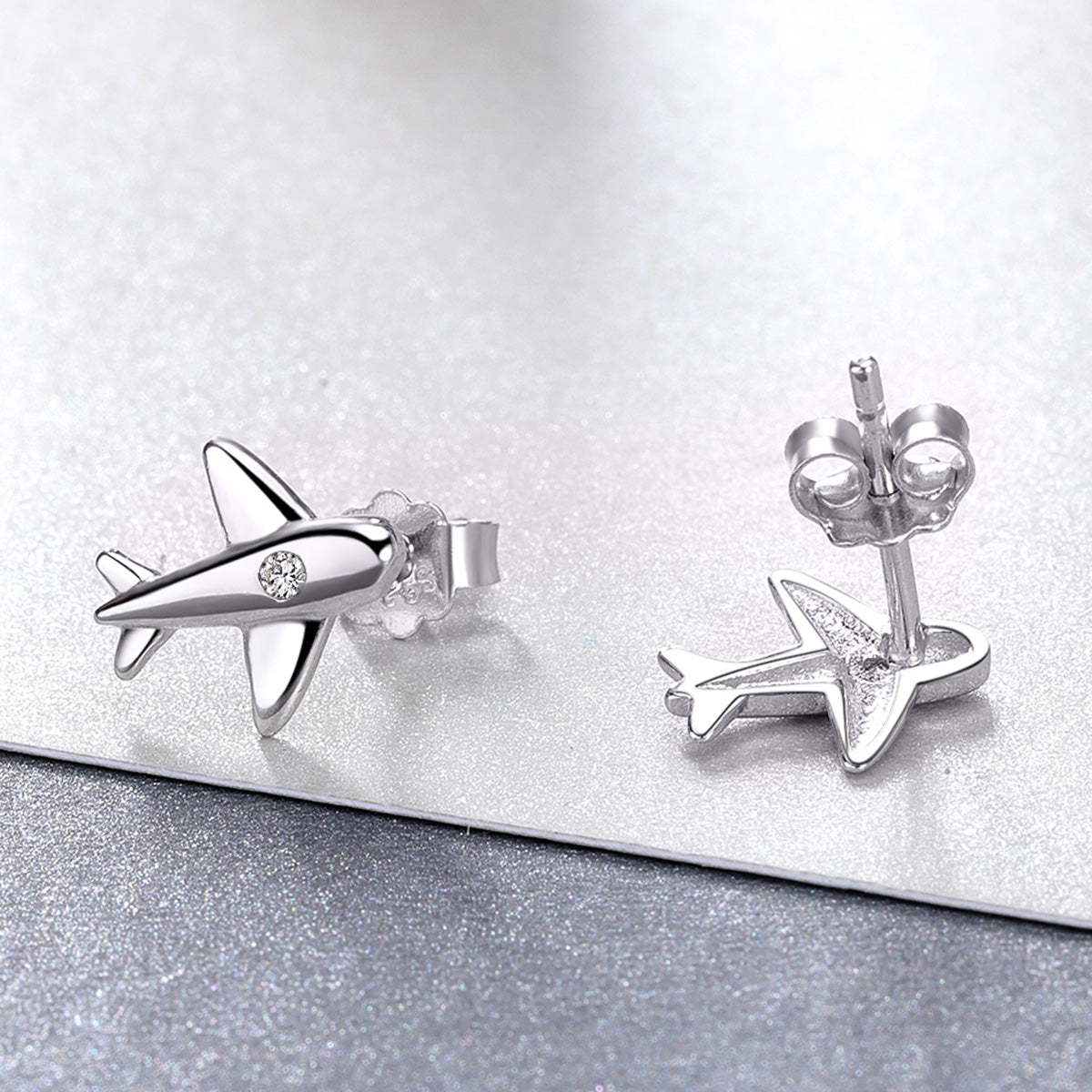 Sylvory 925 Sterling Silver Jet Set Studs