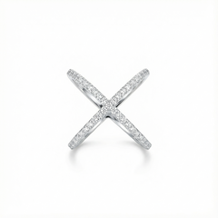 Silver Criss-Cross Pave Ring