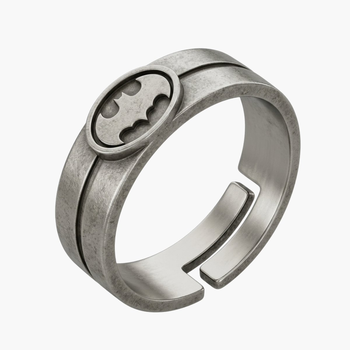 Silver Batman Emblem Ring