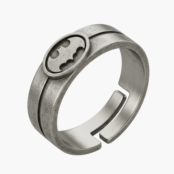 Silver Batman Emblem Ring