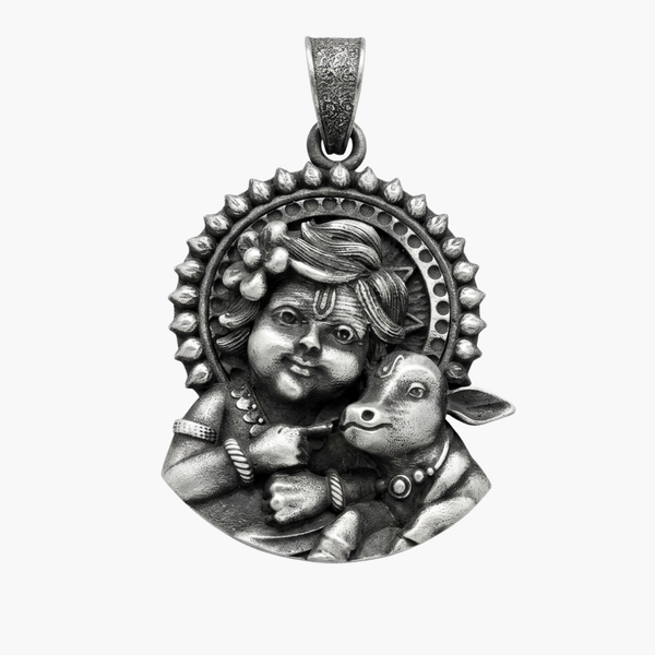 Silver Laddu Gopal Divine Pendant