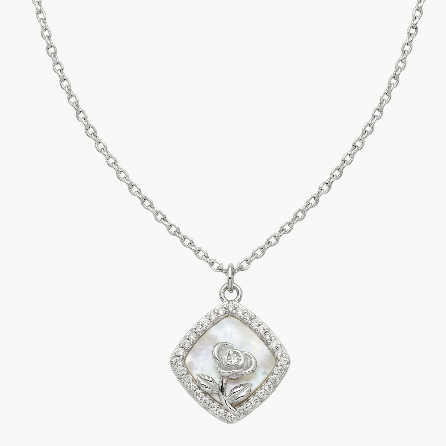Silver Moonstone Rose Necklace Main image