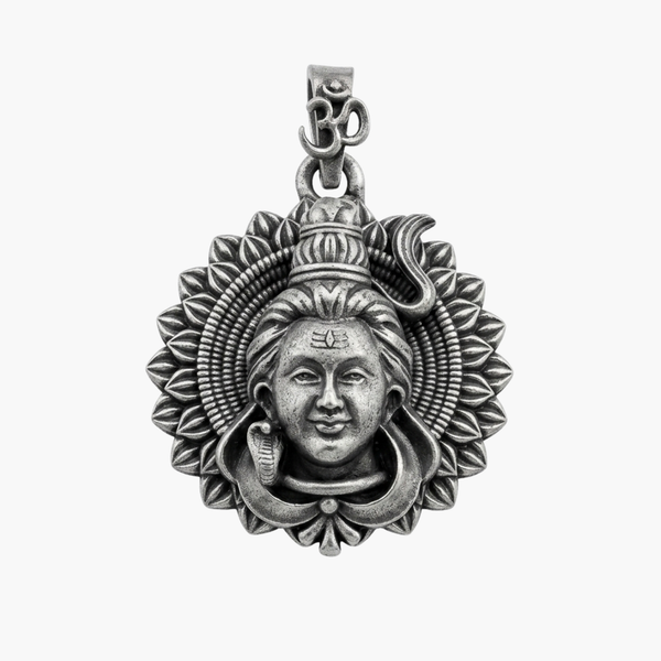 Silver Lord Shiva with Om Pendant