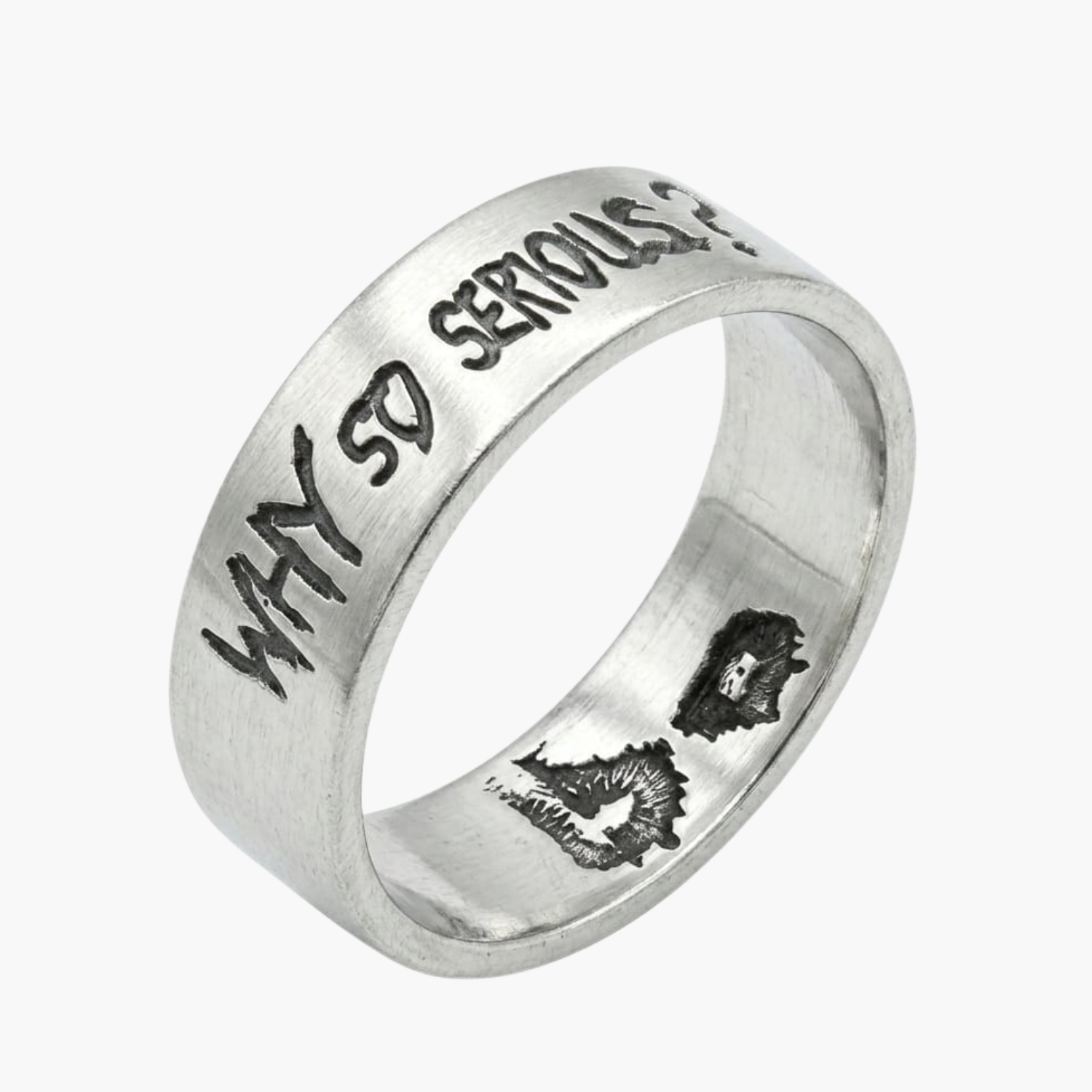 Silver Why So Serious Band Ring Main image