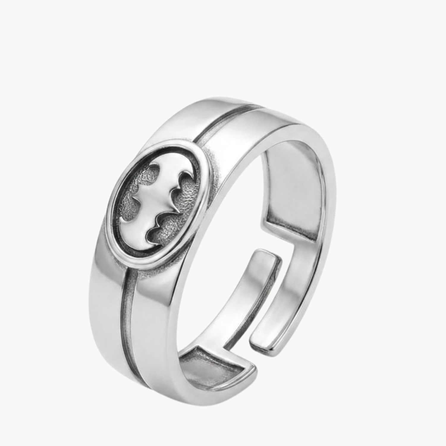 Silver Batman Emblem Ring
