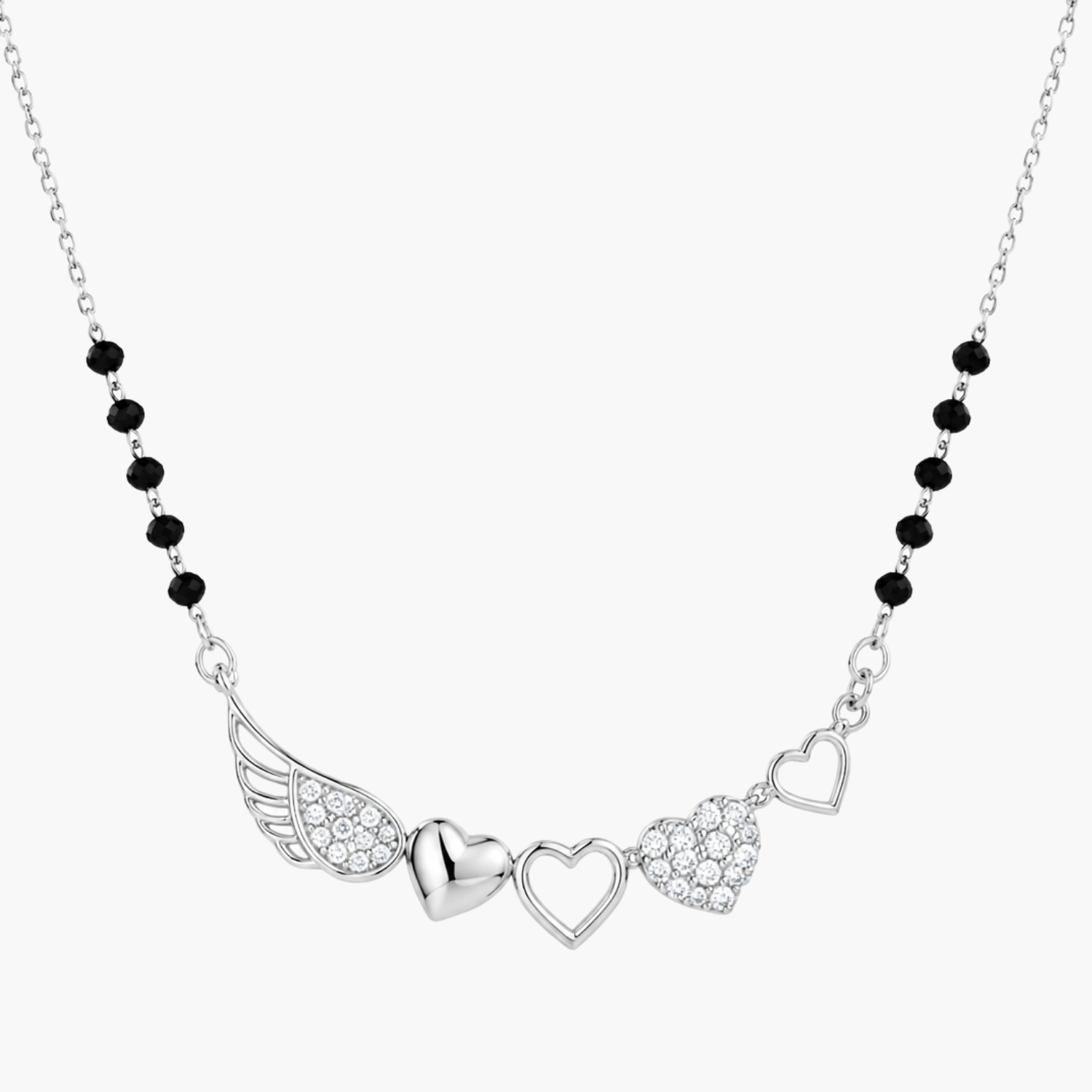 Silver Angel Wing & Heart Mangalsutra