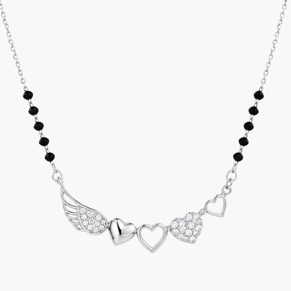 Silver Angel Wing & Heart Mangalsutra