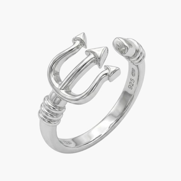 Silver Trident Ring in 925 Sterling Silver by Sylvory