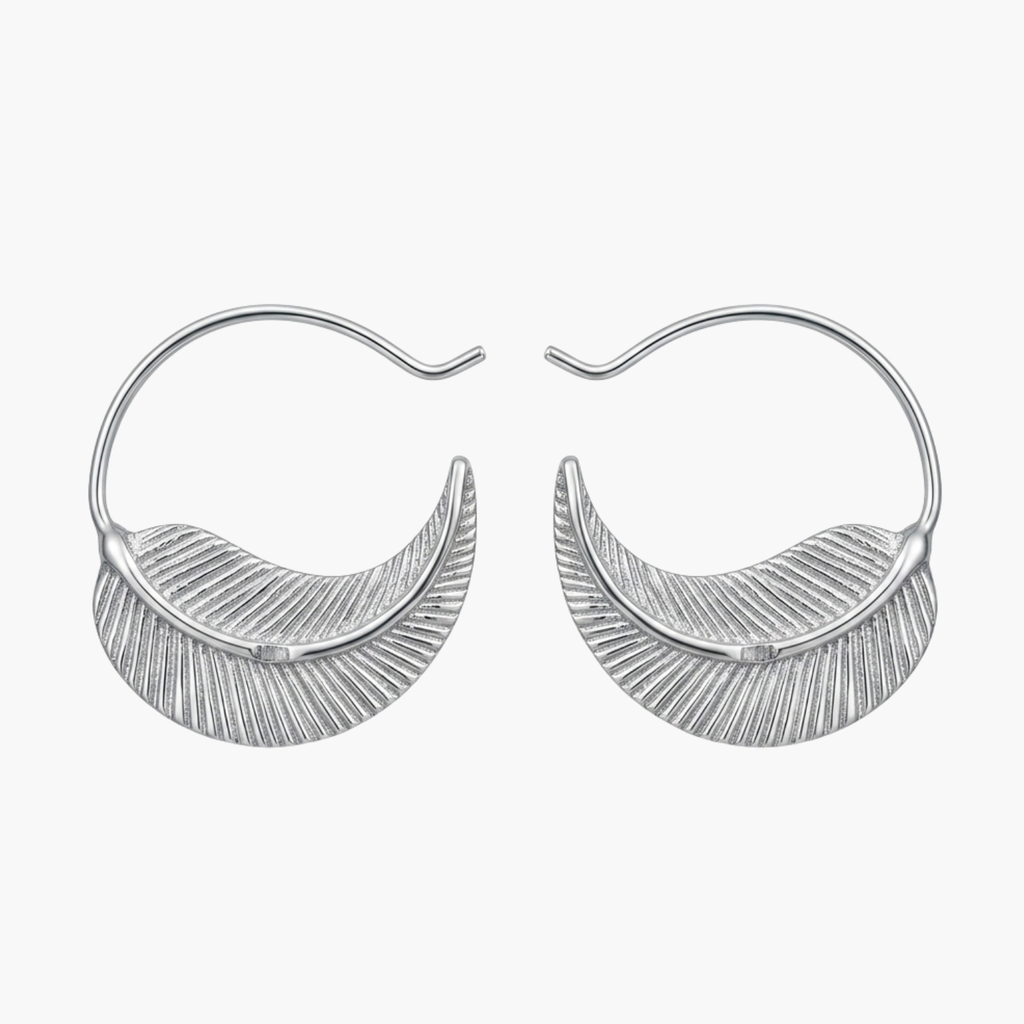 Silver Fern Hoop Earrings