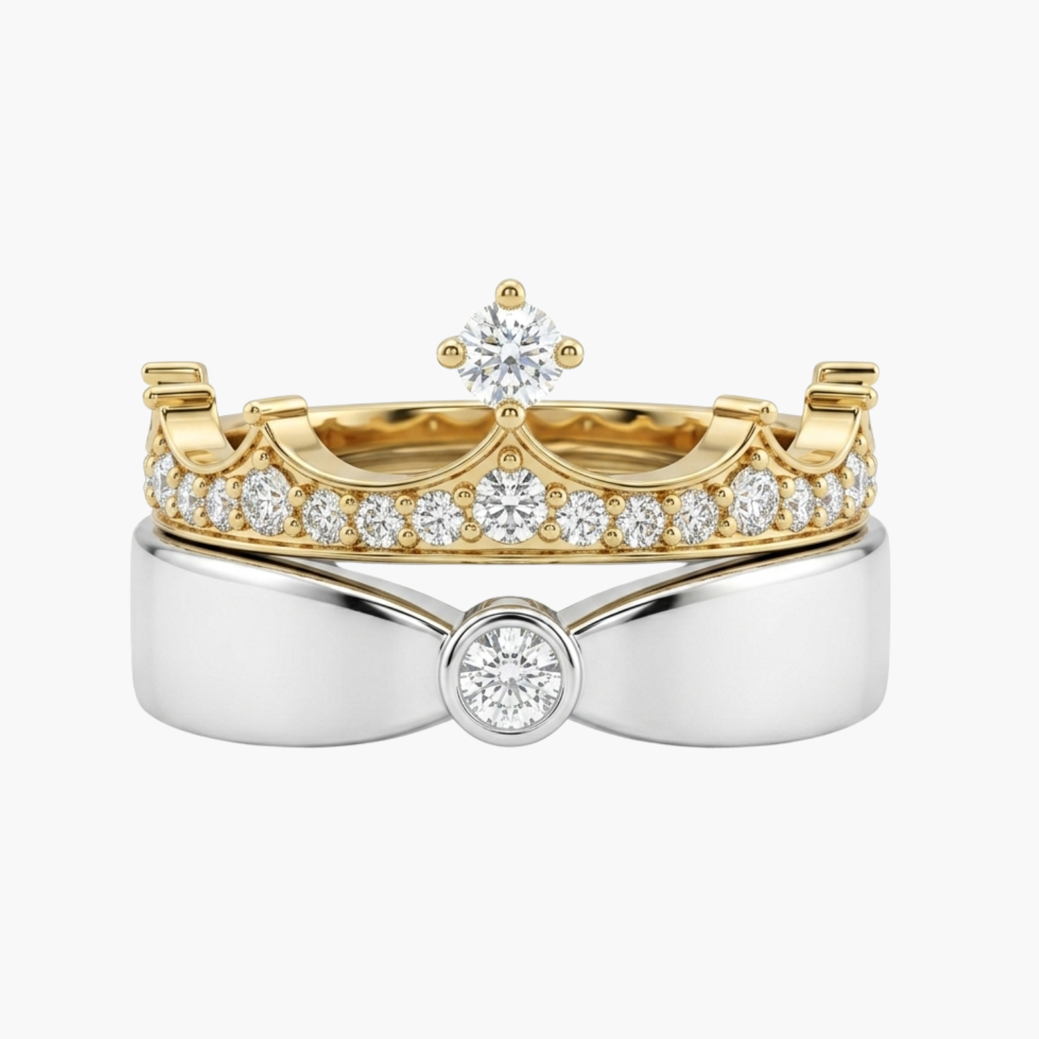 Silver Crown of Love Couple Rings Main image
