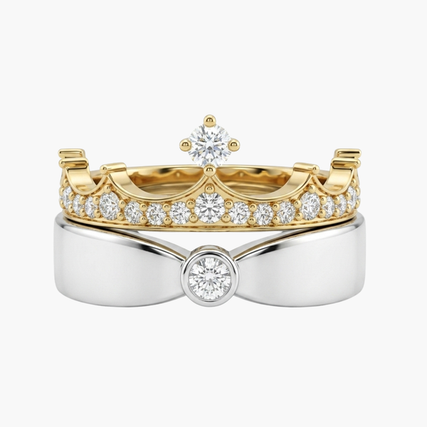 Silver Crown of Love Couple Rings