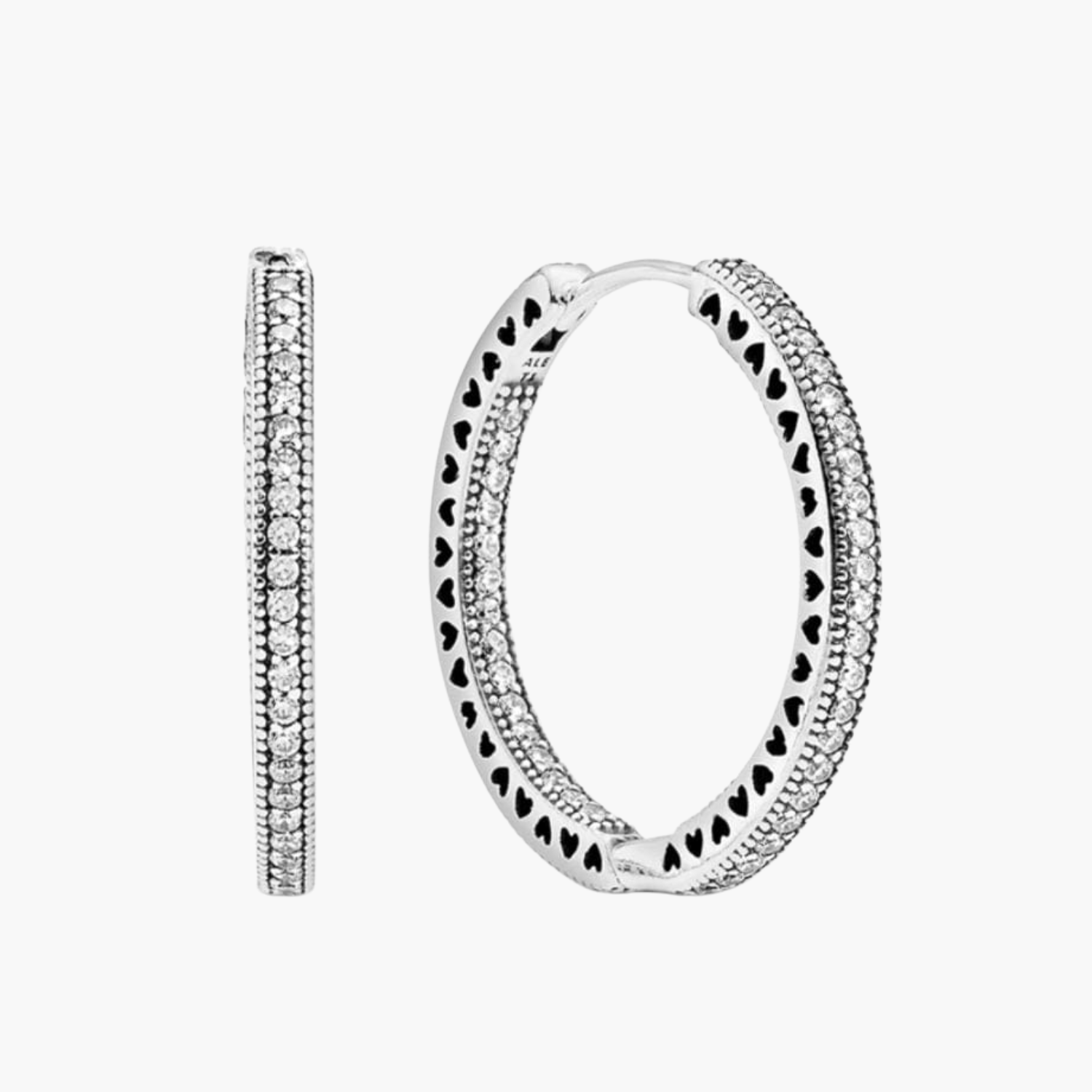 Silver Heartline Crystal Hoop Earrings Main image