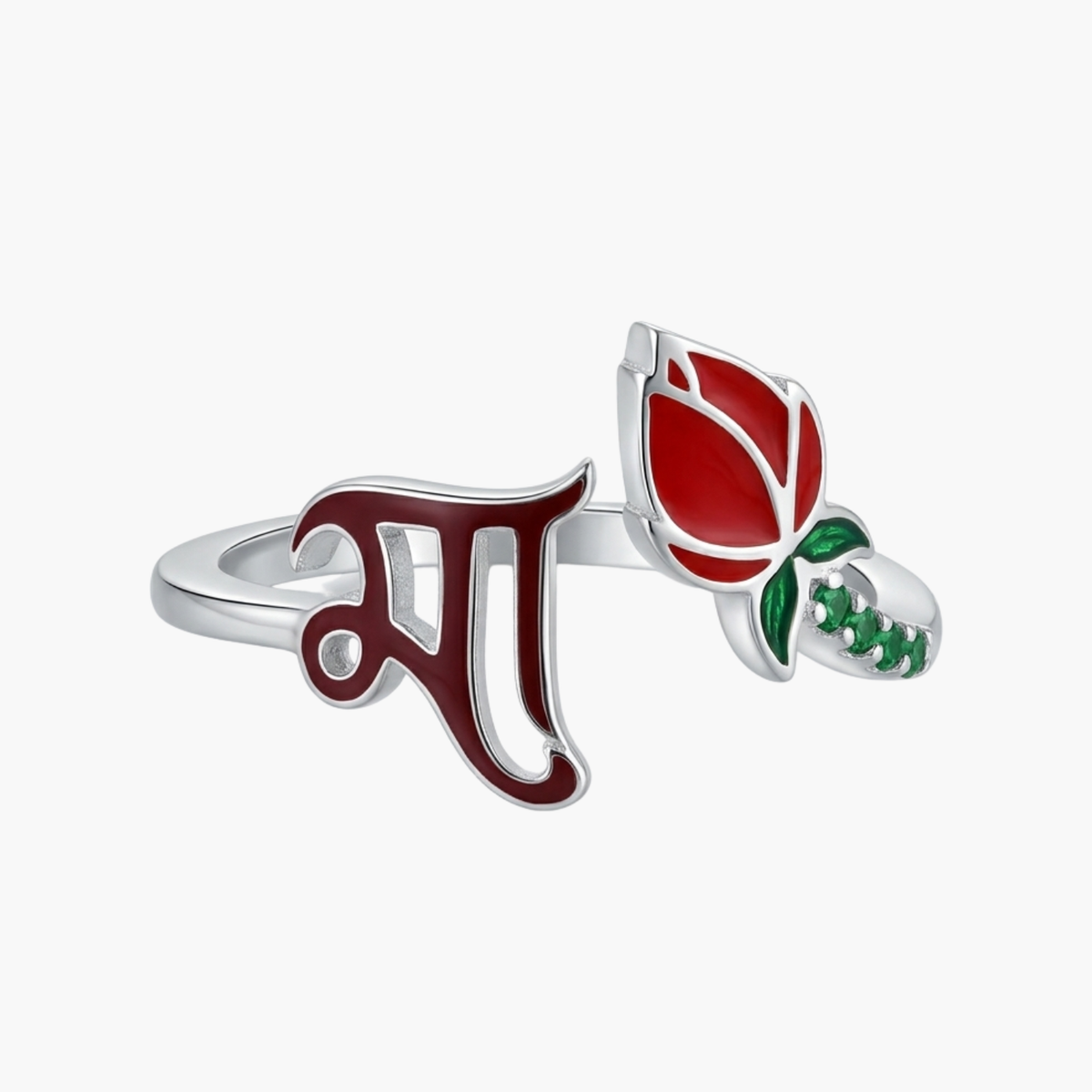 Silver Durga Shakti Lotus Ring Main image