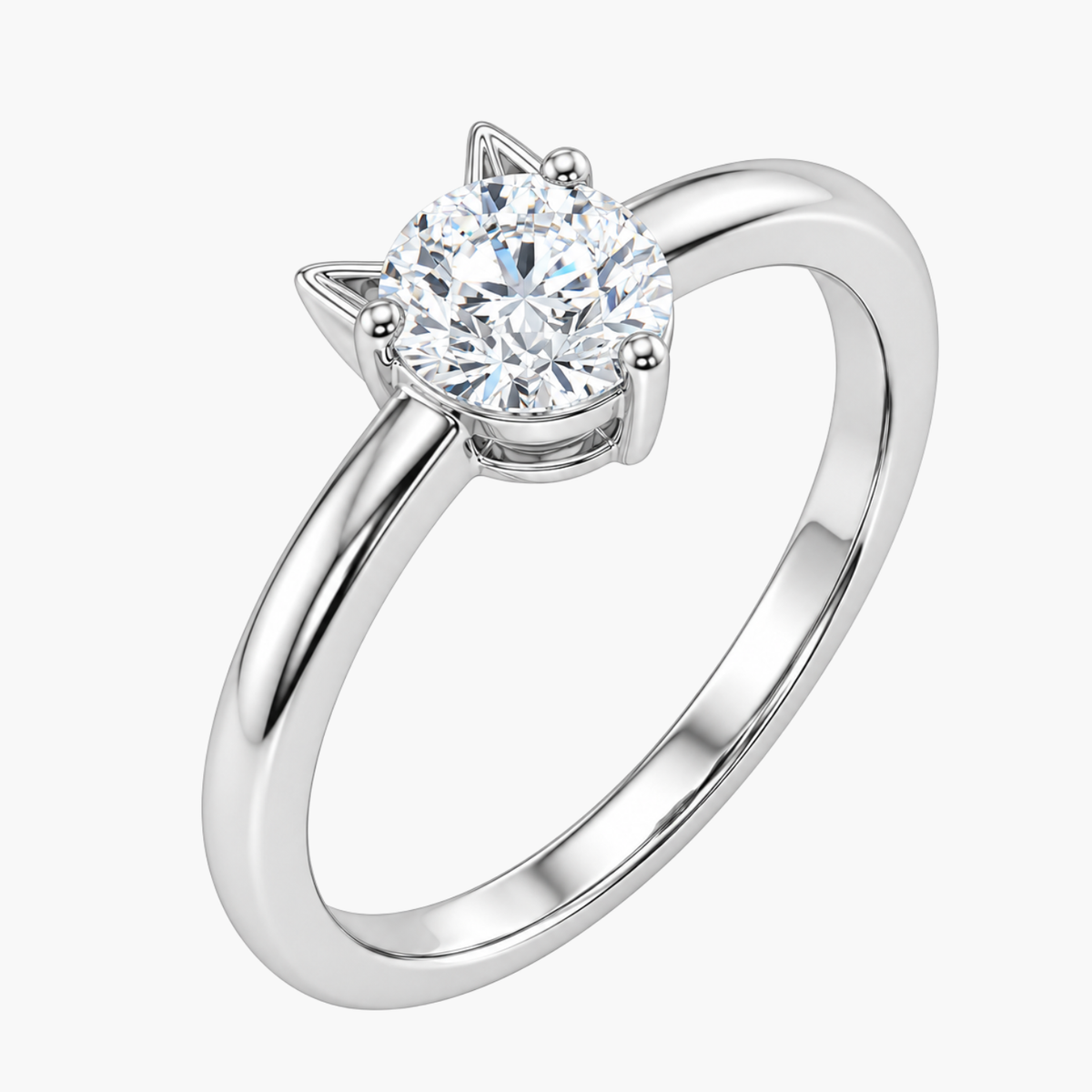 Silver Purrfect Love Solitaire Ring