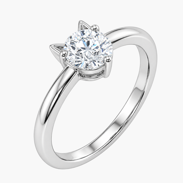 Silver Purrfect Love Solitaire Ring
