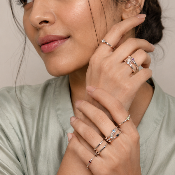 Silver Golden Glow Stackable Ring
