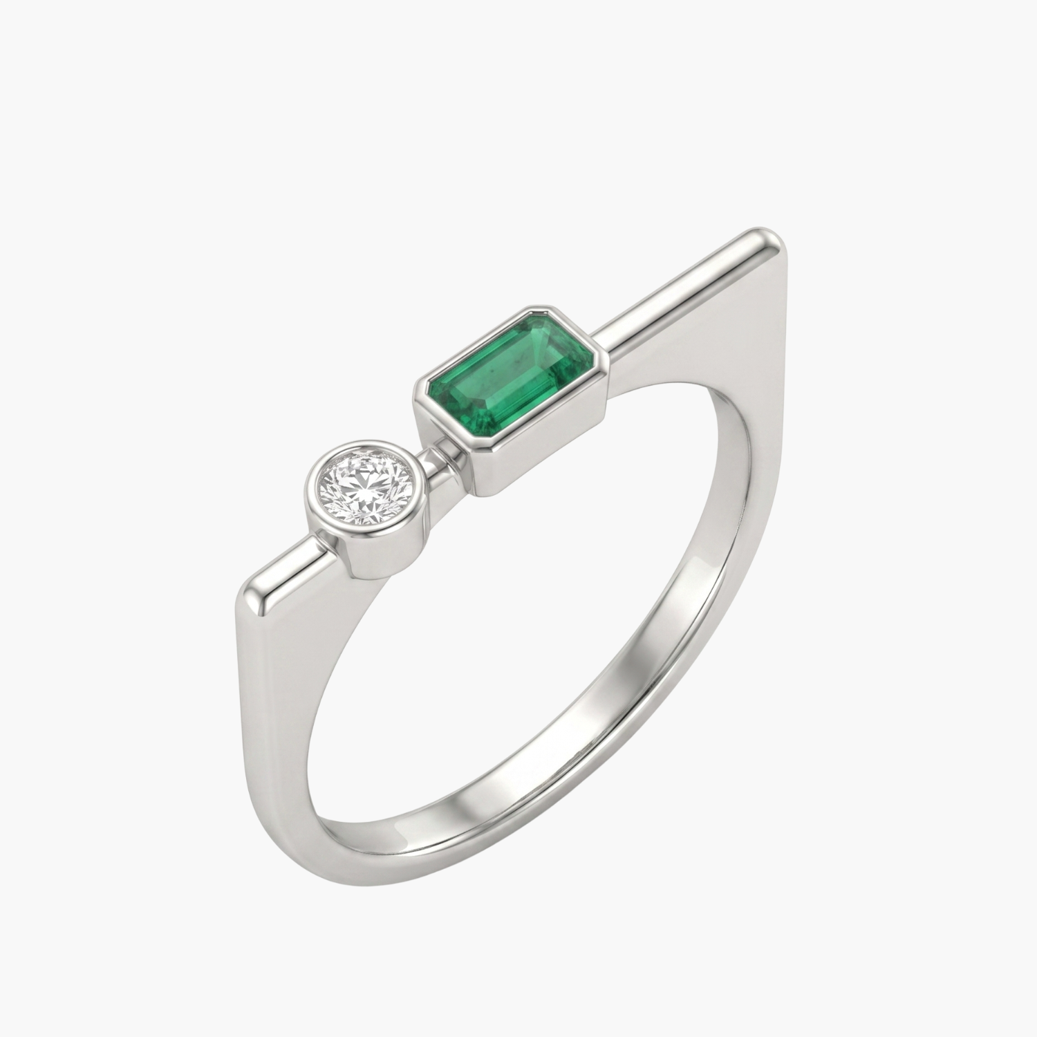 Silver Emerald Harmony Ring Main image