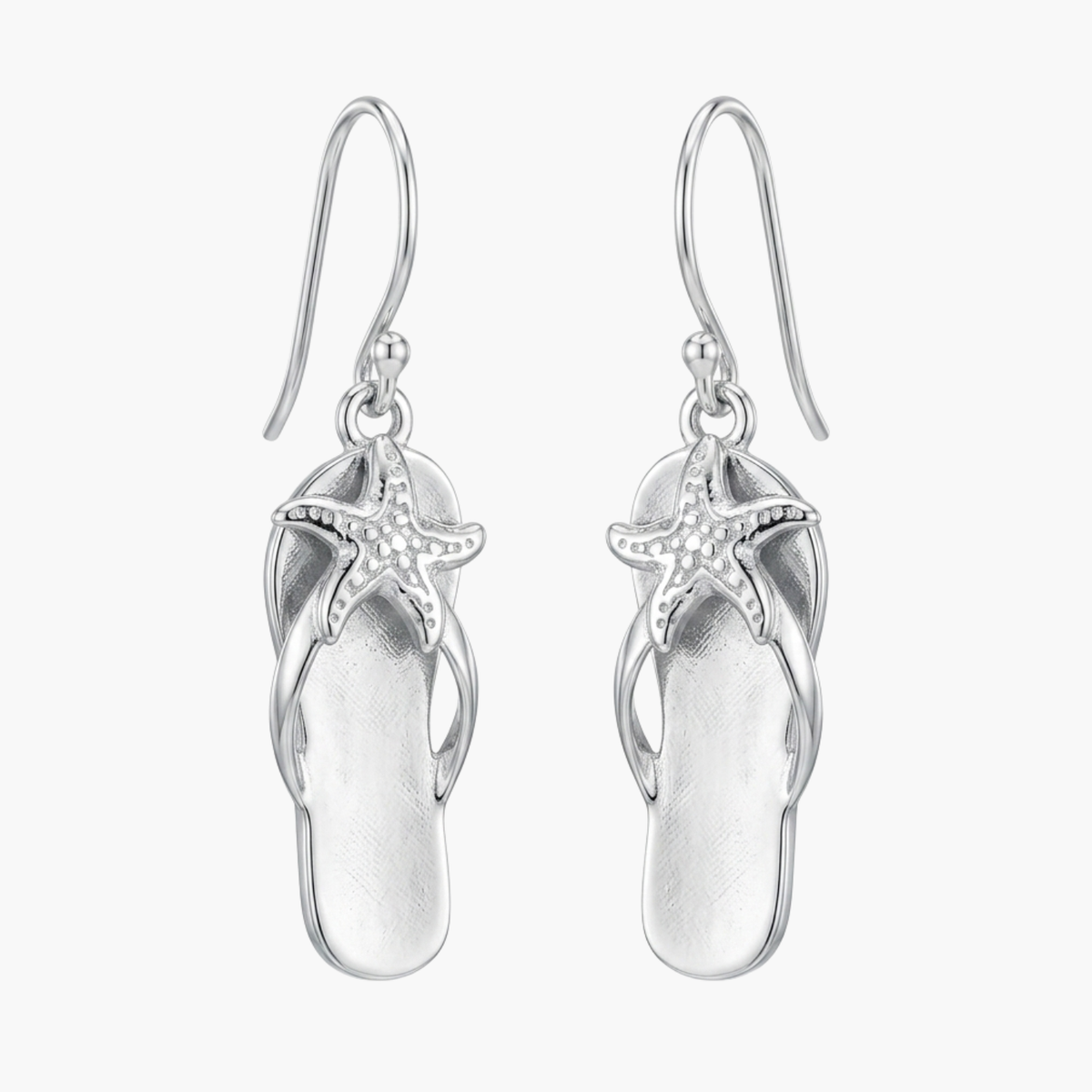 Silver Starfish Flip-Flop Earrings