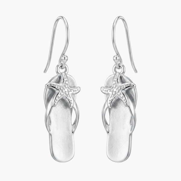Silver Starfish Flip-Flop Earrings