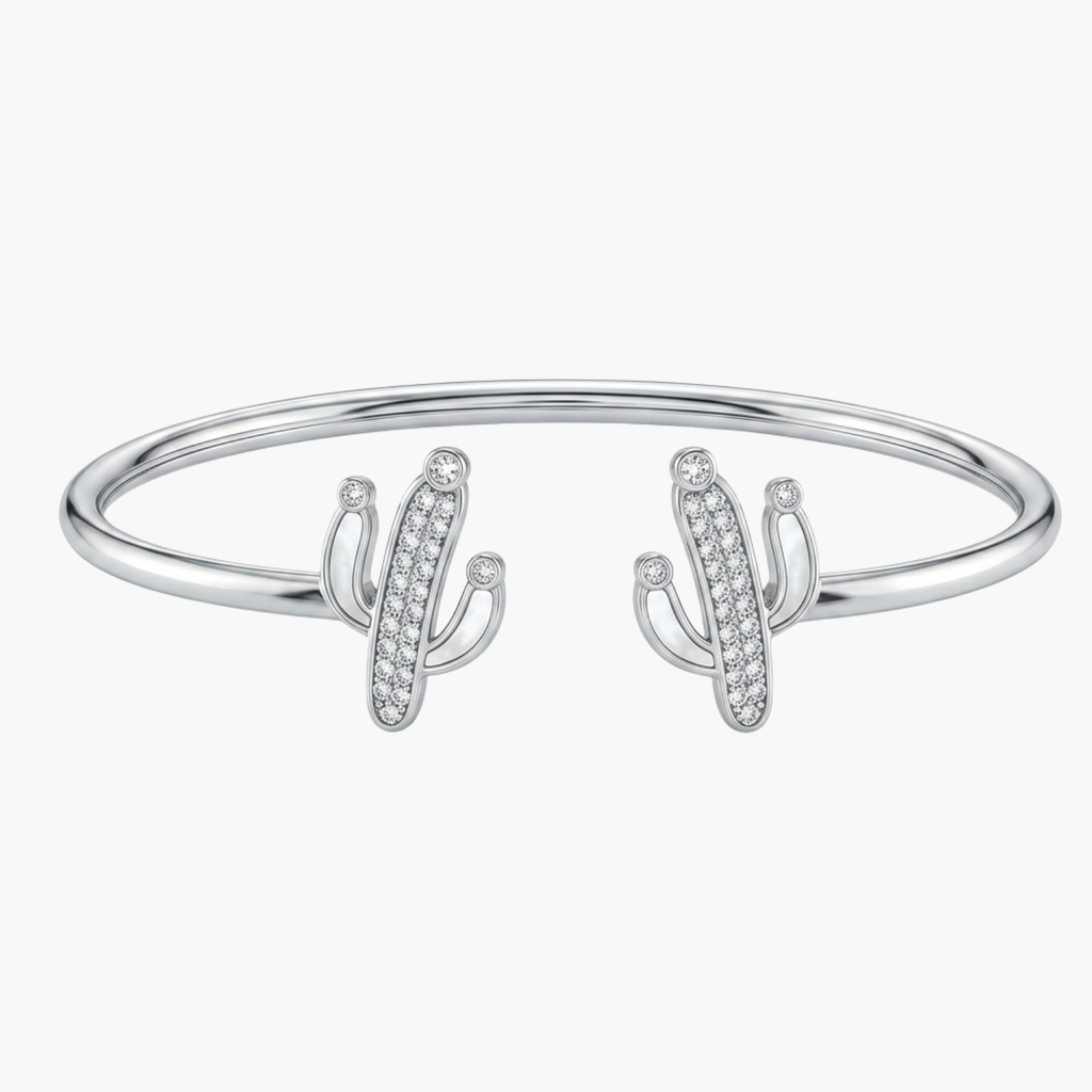 Silver Sparkling Cactus Bangle