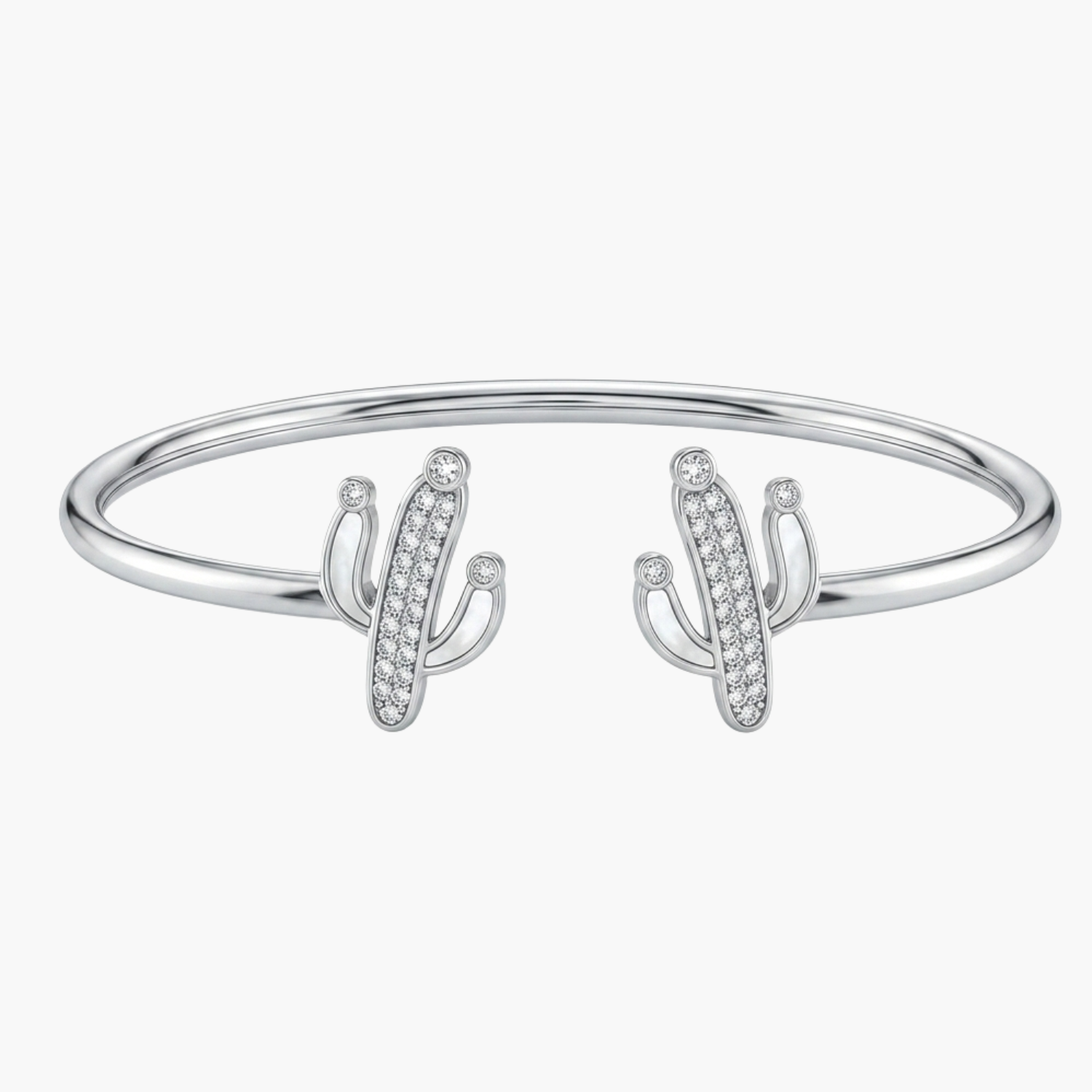 Silver Sparkling Cactus Bangle