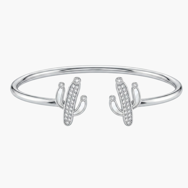 Silver Sparkling Cactus Bangle in 925 Sterling Silver by Sylvory
